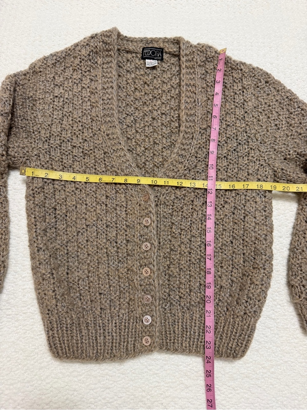 Vintage Fedora Button Up Knitted Cardigan Wool Acrylic Women’s Size Large - Picture 5 of 6